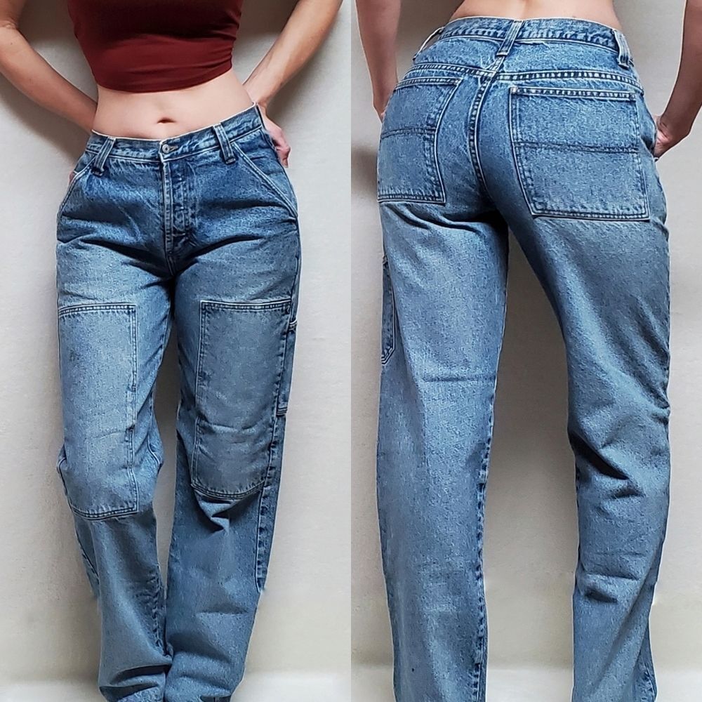 RARE Vintage 1990s AE Dungarees Distressed Button-Fly Baggy Cargo Jeans
